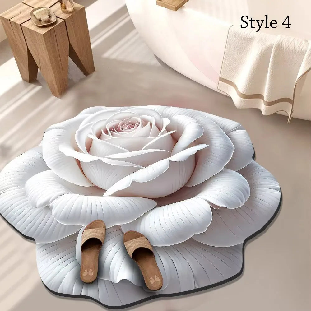 Navak Teppich, speziell geformter Blumenteppich, rutschfeste, weiche Badezimmer-Bodenmatte, 60 x 60 cm, saugfähige Türdichtung für Wohnzimmer, Teetisch, Nachttisch