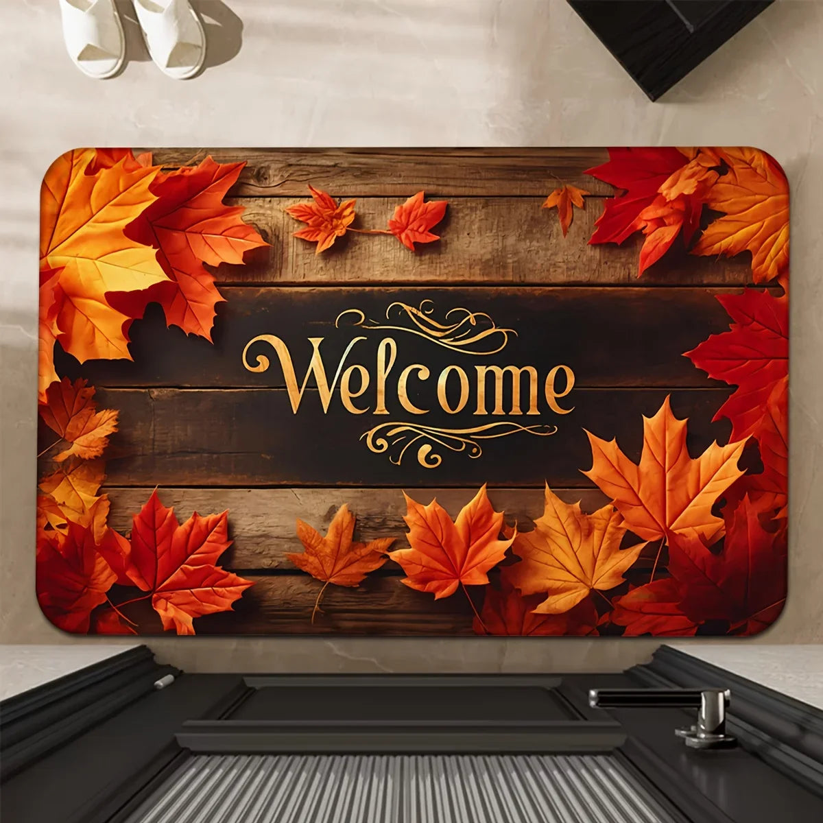 Navak Teppich, Herbst, Thanksgiving, Ahornblätter, Willkommens-Fußmatte, Wohnzimmer, Eingang, rutschfeste Fußmatte, Küche, Flur, Balkon, Teppiche, Heimdekoration