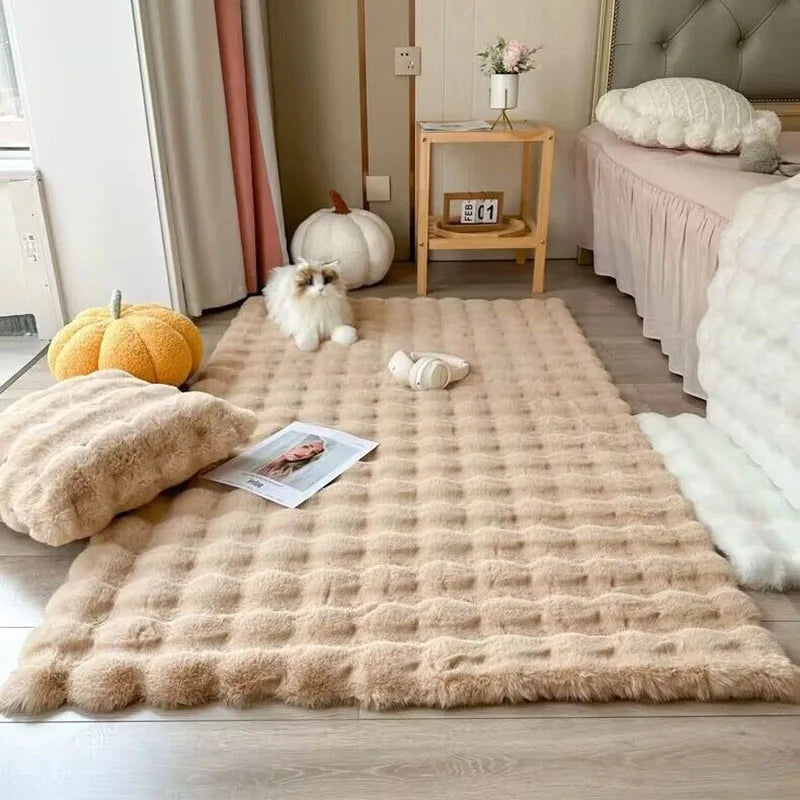 Navak Teppich, 1 Stück, Bubble-Plüsch-Teppich für Heimdekoration, Kaninchenhaar-Imitation, Balkonkissen, Kinder, Wohnzimmer, Kunstpelz, Teppich, Mädchen, Schlafzimmer, Fußmatte