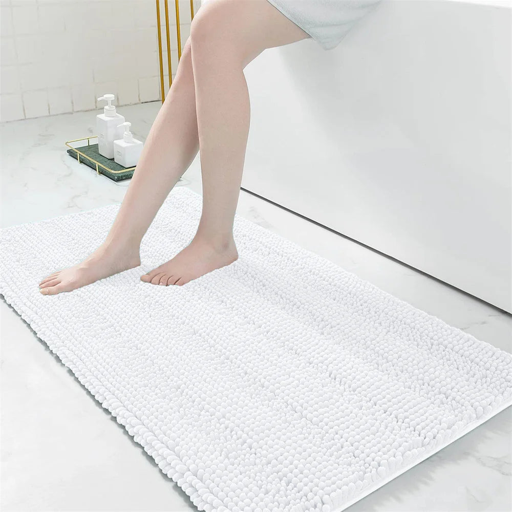 Navak Carpet Olanly Chenille-Badezimmerteppich, extra weich, zottelige Badematte, rutschfeste Badezimmer-Bodenmatte, wasserabsorbierende Plüsch-Mikrofaser-Teppiche für die Dusche
