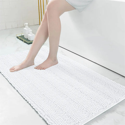 Navak Carpet Olanly Chenille-Badezimmerteppich, extra weich, zottelige Badematte, rutschfeste Badezimmer-Bodenmatte, wasserabsorbierende Plüsch-Mikrofaser-Teppiche für die Dusche