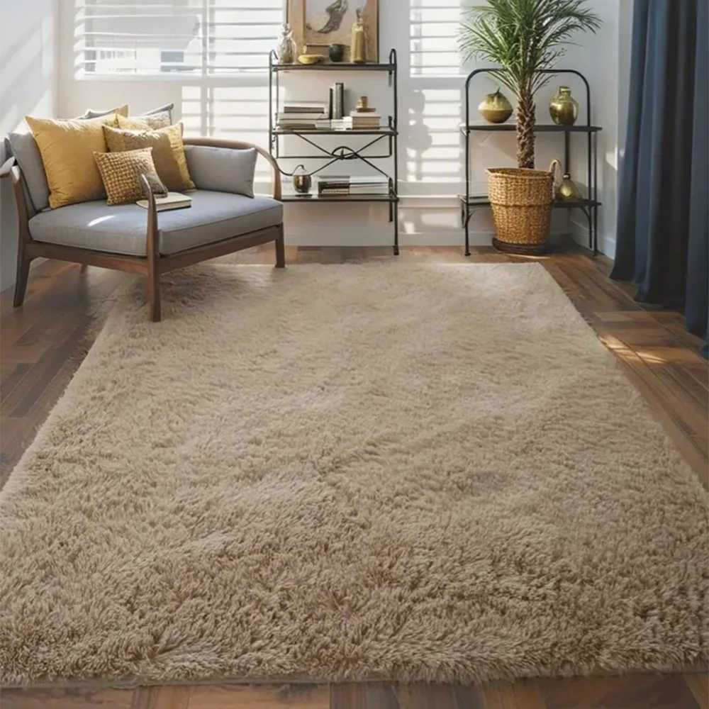 Navak Teppich, für Schlafzimmer, Wohnzimmer, flauschig, flauschig, zottelig, weich, Plüsch, grau, Teppich für den Innenbereich, grau, für Kinder, Heim, Wohnheim, Dekoration