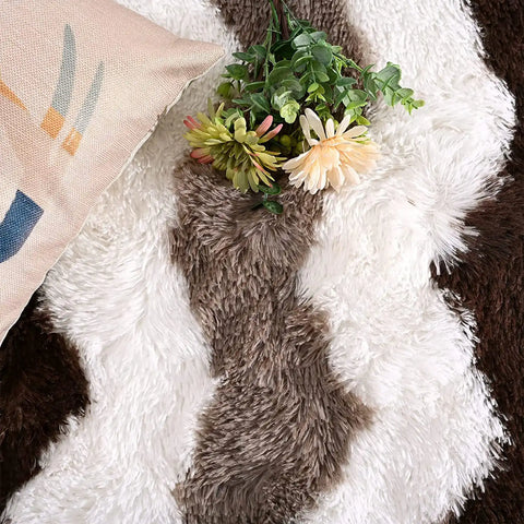Navak Carpet Soft Shaggy Rugs Plush Area Rugs for Living Room Bedroom Fluffy Carpets Home Decor,5x8ft,Stripe Brown