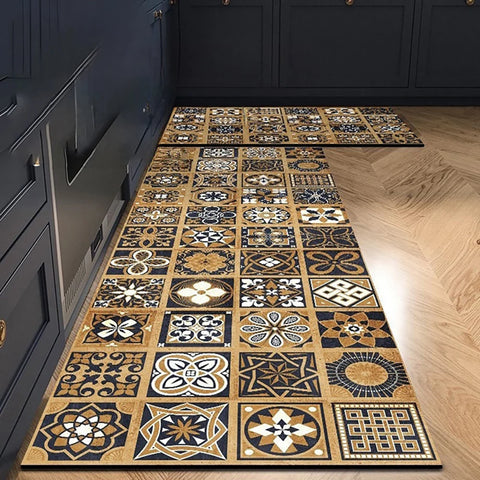 Navak Carpet Exclusive Picks American Light Luxury Wasserabsorbierende, rutschfeste, schmutzabweisende Fußmatte, Vintage-Kristallsamt-Küchentürteppich