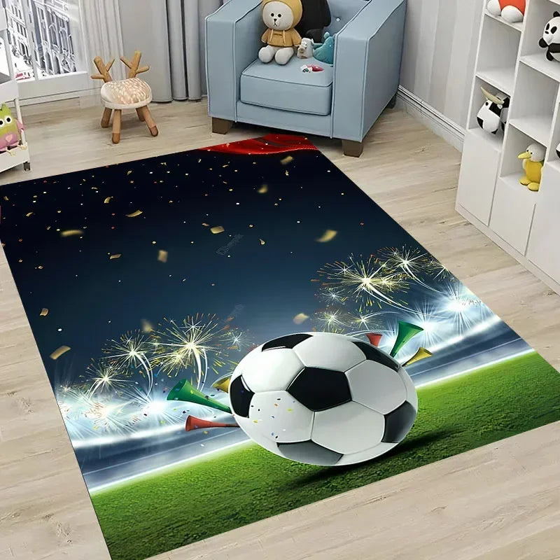 Navak Teppich, Ballsport-Thementeppich, Cartoon-Fußball-Bodenmatte für Kinderzimmer, Schlafzimmer-Dekoration, Fußball, große Flächenteppiche, Zuhause, Wohnzimmer, Flurteppich