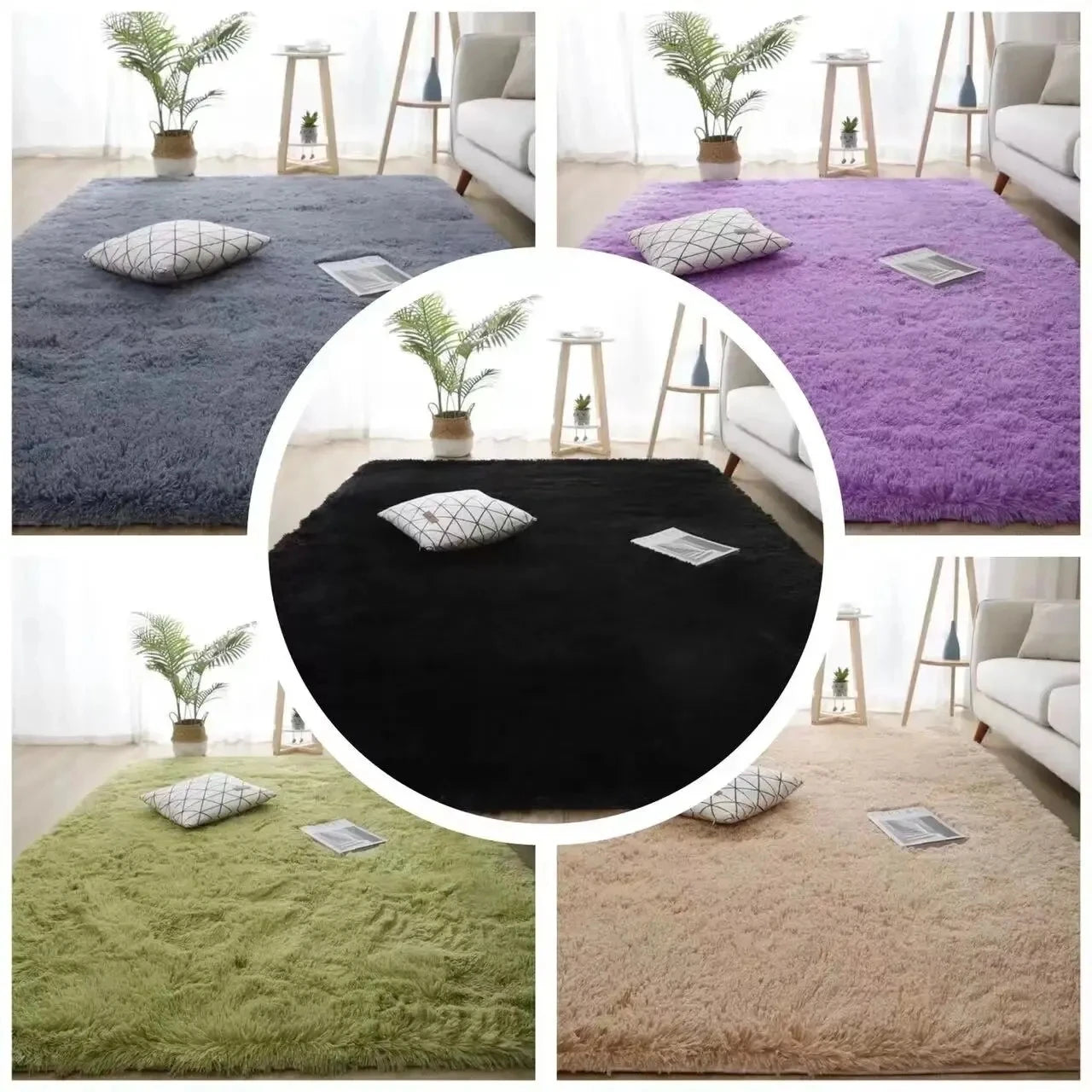 Navak Teppich Shag Wohnzimmer Seidenwolle Teppich Home Schlafzimmer Bett Vollbodenmatte Nordisches Sofa Rutschfeste Matte Einfaches Windplüschkissen