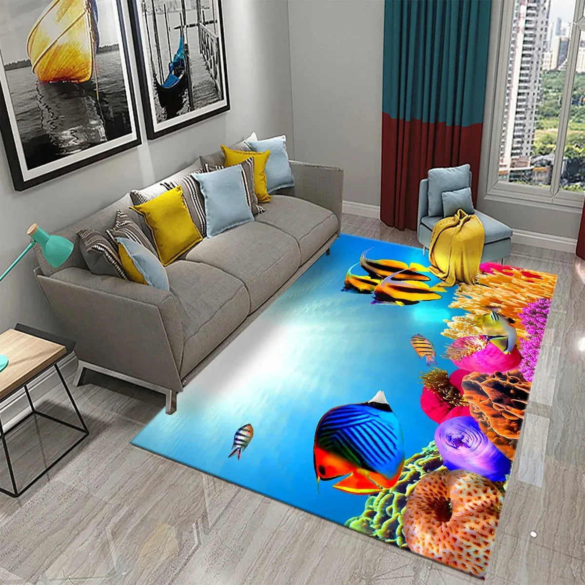 Navak Teppich 3D Hawaiian Meer Ozean Tropische Fische Teppich Wohnzimmer Fisch Tier Muster Kinder Schlafzimmer Weiche Boden Dekor