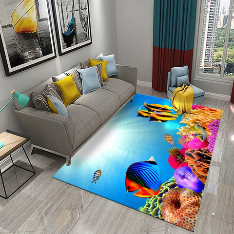 Navak Teppich 3D Hawaiian Meer Ozean Tropische Fische Teppich Wohnzimmer Fisch Tier Muster Kinder Schlafzimmer Weiche Boden Dekor