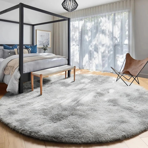 Navak Carpet Vikama, rosa, runder Teppich für Mädchenschlafzimmer, flauschiger runder Teppich für Kinderzimmer, pelziger, zotteliger Teppich für Wohnzimmer- und Spielzimmerdekoration