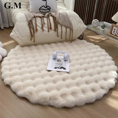 Navak Carpet Nordische runde Teppiche für Wohnzimmer, Plüsch-Bodenmatte, weiche Teppiche, Schlafzimmer, Nachttisch, flauschige Matte, rutschfester, zotteliger Teppich, Raumdekoration