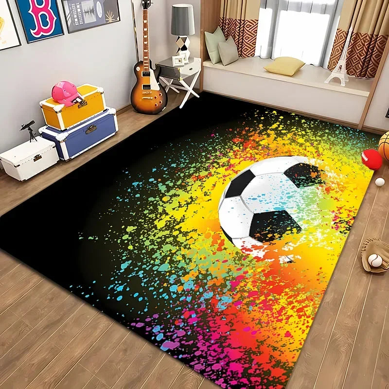 Navak Teppich, Ballsport-Thementeppich, Cartoon-Fußball-Bodenmatte für Kinderzimmer, Schlafzimmer-Dekoration, Fußball, große Flächenteppiche, Zuhause, Wohnzimmer, Flurteppich