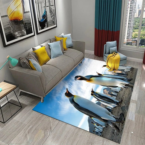 Navak Carpet Antarctica Penguin Pattern Carpet Lovely Animal Design Living Room Bedroom And Bathroom Non-Slip Carpet