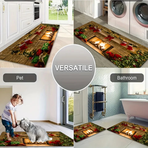 Navak Teppich Weihnachten Küche Badezimmer rutschfeste Bodenmatte Wohnzimmer Balkon Flur Eingangsbereich Teppich Schlafzimmer Nachttisch Fußmatte Mas Home Decor