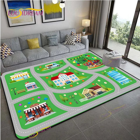 Navak Teppich Alfombra Straßenverkehrsroutenkarte Teppich Wohnzimmer Sofa Couchtisch Schlafzimmer Teppiche Küche Kinderspiel Anti-Rutsch-Bodenmatte Wohnkultur