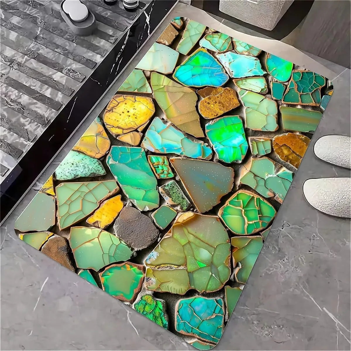 Navak Carpet Modern Simple Stone Kieselgur Badematte Badezimmerteppich Saugfähige rutschfeste Fußmatten Schnelltrocknende Dusch-Toilettenunterlage Fußmatte