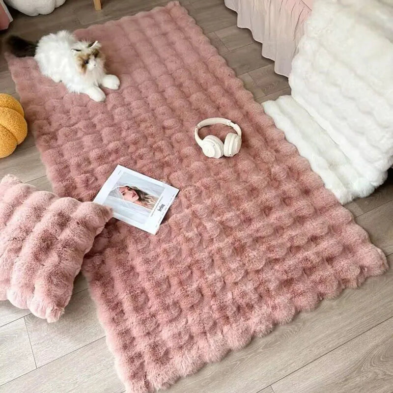 Navak Teppich, 1 Stück, Bubble-Plüsch-Teppich für Heimdekoration, Kaninchenhaar-Imitation, Balkonkissen, Kinder, Wohnzimmer, Kunstpelz, Teppich, Mädchen, Schlafzimmer, Fußmatte