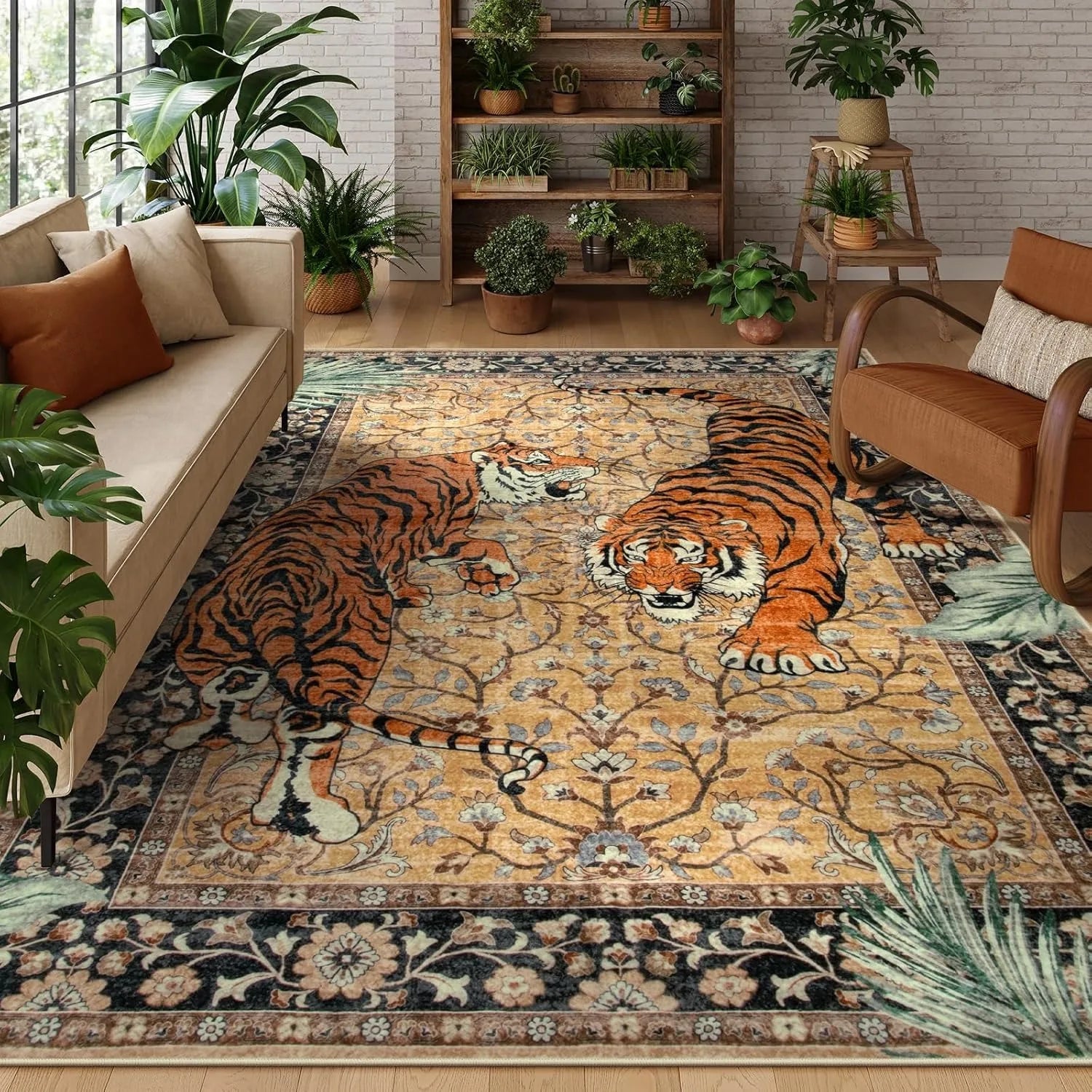 Navak Teppich für Wohnzimmer, Teppich, Dschungeltiger, Heimdekoration, große Fläche, Schlafzimmer, Plüsch-Bodenmatte, maschinenwaschbar, Couchtisch-Teppiche 러그