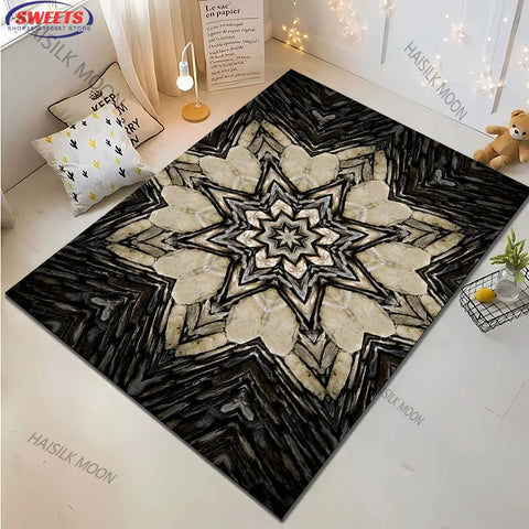 Navak Carpet 3D-Teppich mit Stein- und Blumenmuster – großer moderner Teppich für Wohnzimmer, Schlafzimmer oder Büro – rutschfeste Spielmatte für Kinder, Heimdekoration