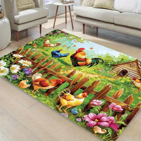 Navak Carpet 1 Stück Küchenteppich mit Hühnermuster, rutschfeste Fußmatten für Zuhause, Pop-Design, Badezimmerteppiche, Badematte, Teppich für Zuhause, Waschbecken, Wäschedekor