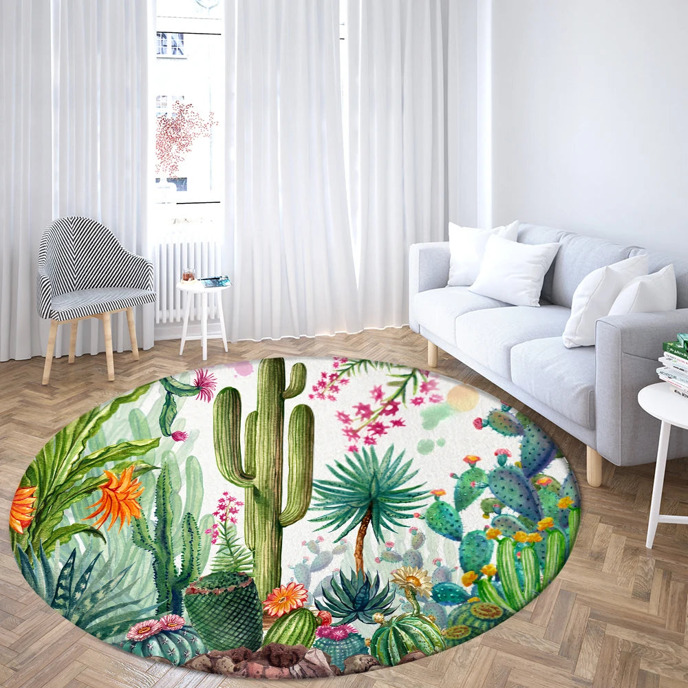 Navak Teppich Home Wohnzimmer Schlafzimmer Badezimmer Bodenmatte Druck Dekorativer Teppich Blume und Vogel Runde Pfingstrose Rose
