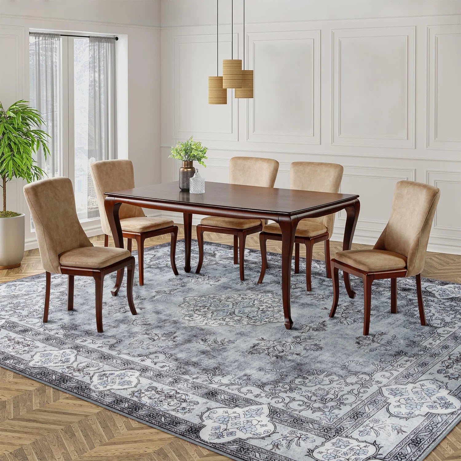 Navak Teppich, Teppiche für Wohnzimmer, elegant, floral, traditionell, Kunstwolle