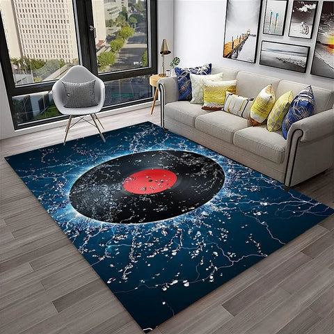 Navak Teppich, 3D-Retro-Vinyl-Schallplatte, Musikkunst, Teppich für Zuhause, Wohnzimmer, Schlafzimmer, Sofa, Fußmatte, Dekoration, Kinderspielbereich, rutschfeste Bodenmatte