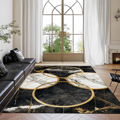 Navak Carpet Teppich mit nordischem Marmordruck, für das Wohnzimmer vor dem Sofa, rutschfeste, moderne Bodenmatte für das Schlafzimmer