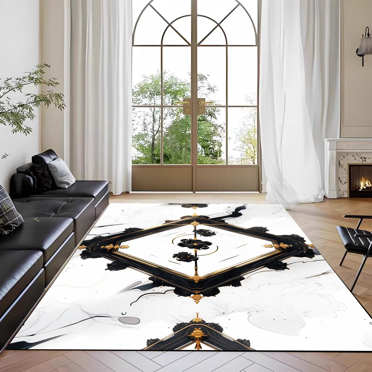 Navak Carpet Teppich mit nordischem Marmordruck, für das Wohnzimmer vor dem Sofa, rutschfeste, moderne Bodenmatte für das Schlafzimmer