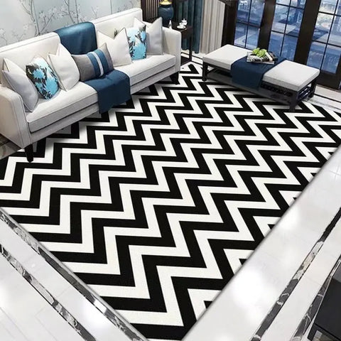 Navak Carpet Nordic style Living Room Carpet Black and White Minimalist Striped Home Decoration Bedroom Rug Coffee Table Non-slip soft Mat