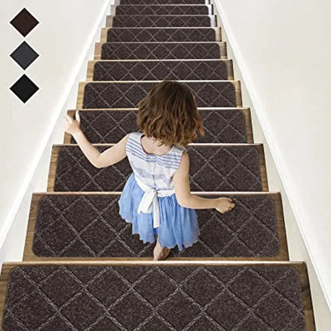Navak Carpet Non-Slip Staircase Mat Stair Carpet Treads Stair Pads Rug Tread Safety for Kids Elders and Dogs Home Hospistal Indoor Use