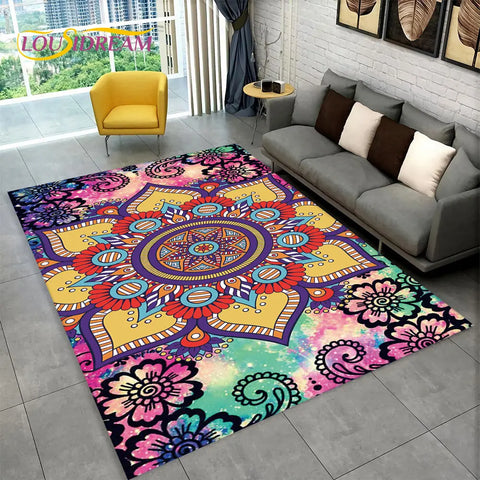 Navak Carpet Bohemia Mandala Geometrischer Teppich, Teppich für Zuhause, Wohnzimmer, Schlafzimmer, Sofa, Fußmatte, Küchendekor, rutschfeste Fußmatten für Kinder
