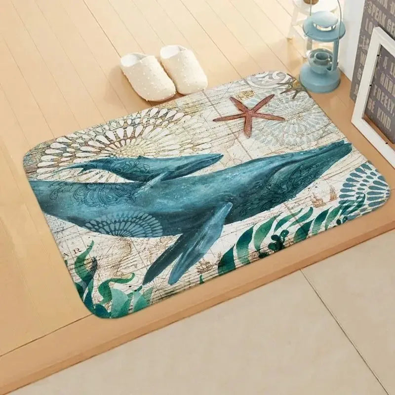 Navak Carpet Beach Seesternmuster Fußmatte Wohnzimmer Eingangsbereich Eingangsteppich Heimdekoration Küche Badezimmer saugfähige Bodenmatte
