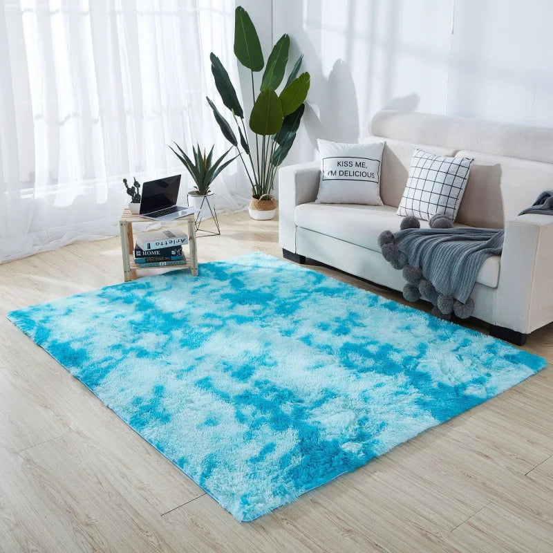 Navak Teppich, weicher, langer Plüschteppich für Schlafzimmer, Wohnzimmer, flauschige Teppichmatten mit Farbverlauf, Batik-Bodenteppiche, Erkerfenster, Heimdekoration