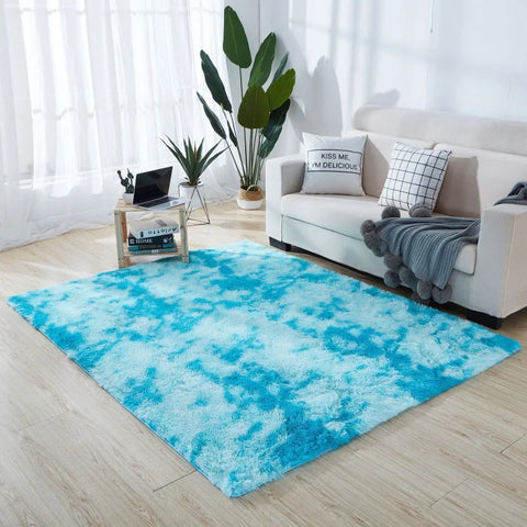 Navak Teppich, weicher, langer Plüschteppich für Schlafzimmer, Wohnzimmer, flauschige Teppichmatten mit Farbverlauf, Batik-Bodenteppiche, Erkerfenster, Heimdekoration