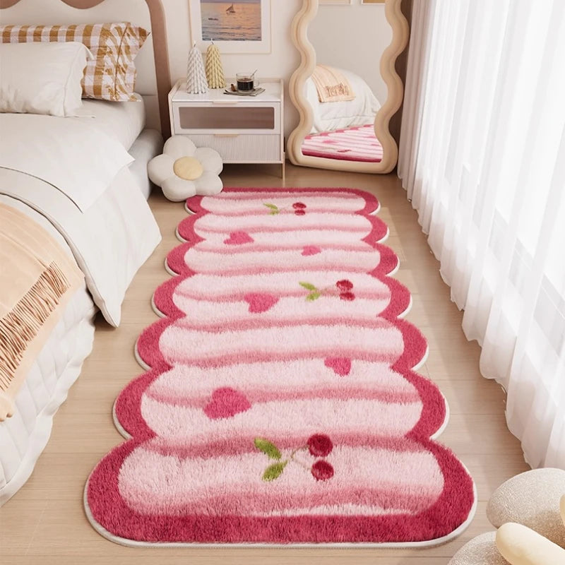 Navak Teppich Schachbrett-Teppiche für Wohnzimmer, niedlicher Schlafzimmer-Dekor-Teppich, flauschig, weich, unregelmäßig, Plüsch-Teppich fürs Bett, verdickte Bodenmatte