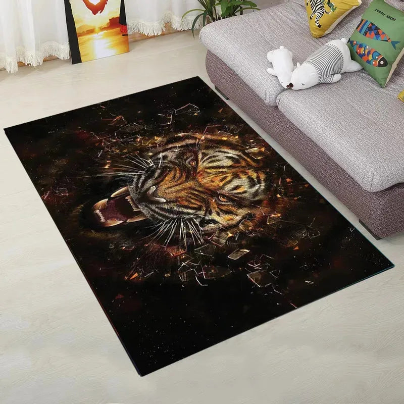 Navak Carpet Exclusive Picks Kristallflor-Teppich mit Zoo-Löwe, für Wohnzimmer, Schlafzimmer, Badezimmer, Eingangsbereich, waschbar, schmutzabweisend, rechteckige Teppiche