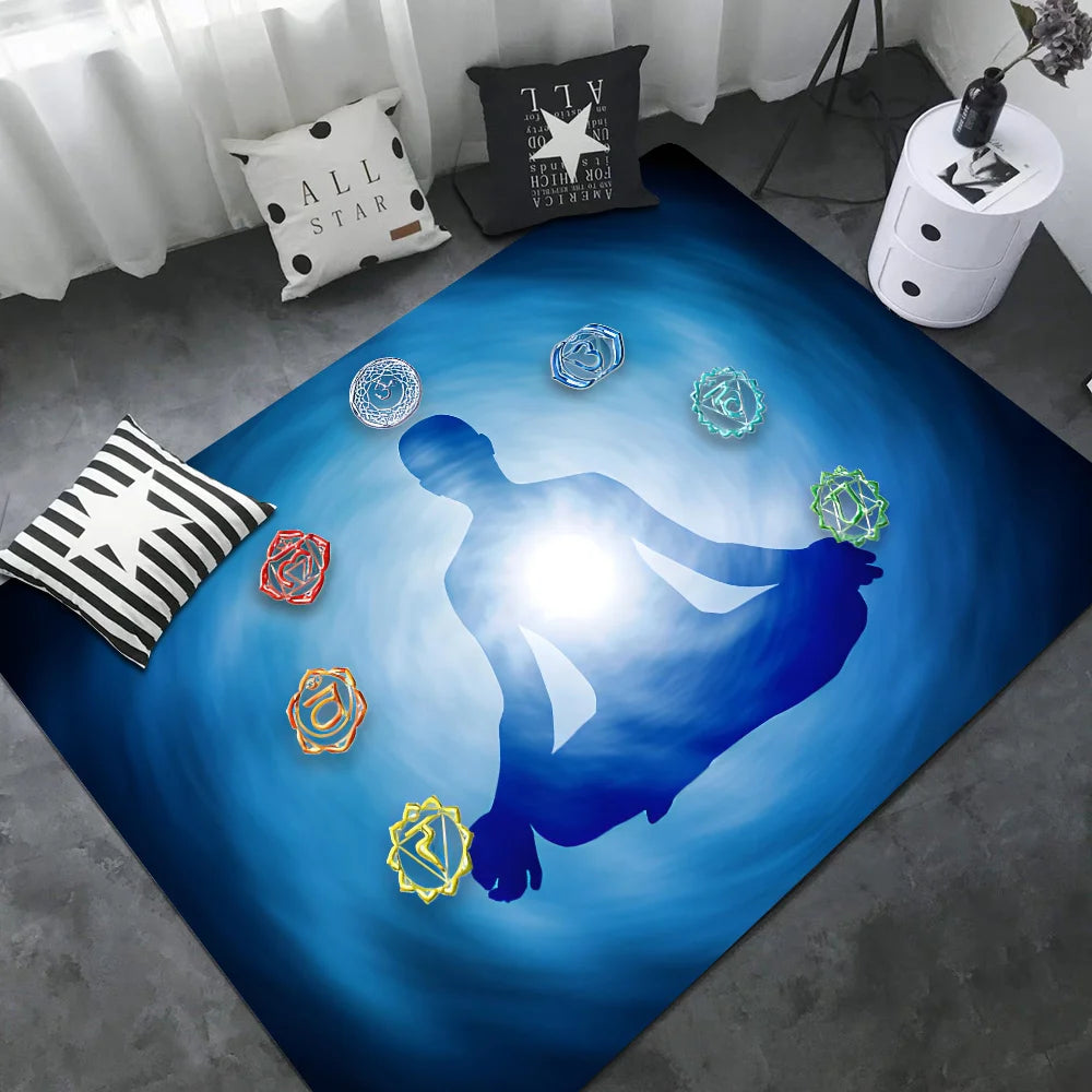 Navak Carpet Rainbow 7 Chakra Mandala Bohemia Yoga Fußmatte, waschbar, rutschfest, für Wohnzimmer, Sofa, Stühle, Bereichsmatte, Küche, Willkommens-Fußmatte