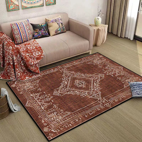 Navak Carpet Bohemian Thickened Short Plush Carpets for Living Room Decoration Bedroom Sofa Area Soft Floor Mat Retro Non-slip Washable Rug