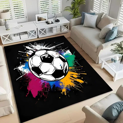 Navak Teppich, Ballsport-Thementeppich, Cartoon-Fußball-Bodenmatte für Kinderzimmer, Schlafzimmer-Dekoration, Fußball, große Flächenteppiche, Zuhause, Wohnzimmer, Flurteppich