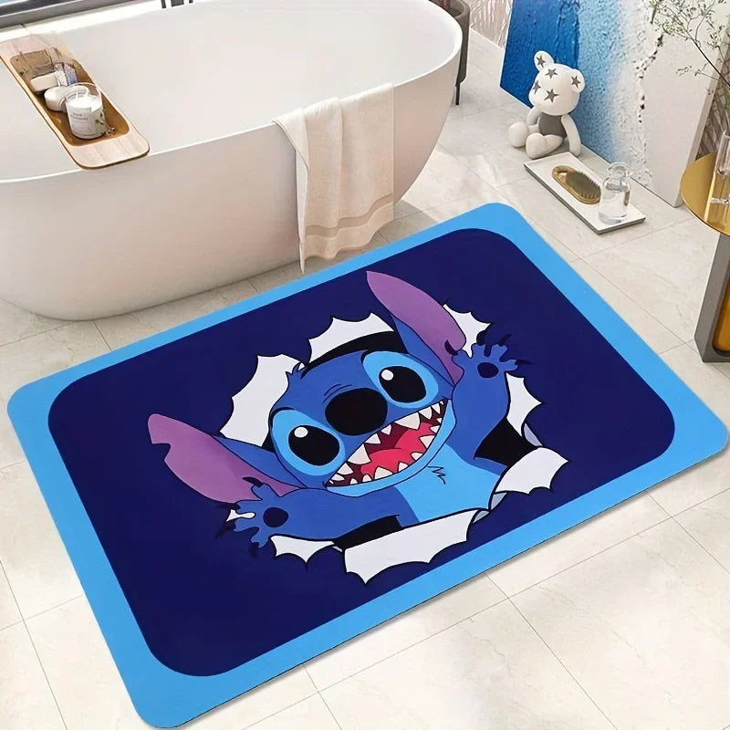 Navak Carpet Daily Picks Disney Stitch, rutschfeste, saugfähige Fußmatten für Badezimmer, Schlafzimmer, Wohnzimmer, Küche, Teppiche, Kieselalgen-Schlamm-Teppich für Heimdekoration