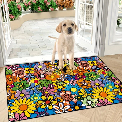 Navak Carpet Floral Door Mat Creative Entrance Theme Home Rug Decoration 100% Polyester Anti Slip Carpet Bedroom Accessories Felt Carpets