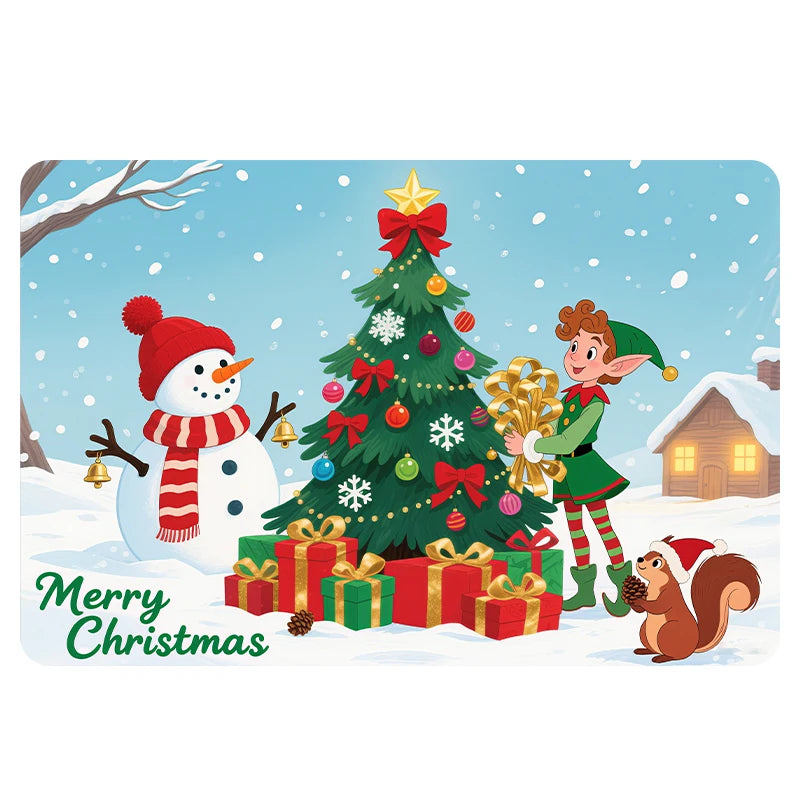 Navak Carpet Exclusive Picks Luxuriöser rot-grüner Flanell-Weihnachtsgeschenk-Teppich, rutschfest, sicher, weich, Feiertags-Bodenmatte, Dekoration, weich, bequem zum Stehen