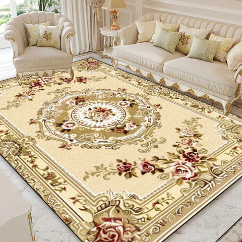 Navak Carpet European Style Home Decoration Rugs Living Room Retro Flower Carpet Hall Sofa Large Area Rug Non-slip Room Doorway Soft Foot Mat