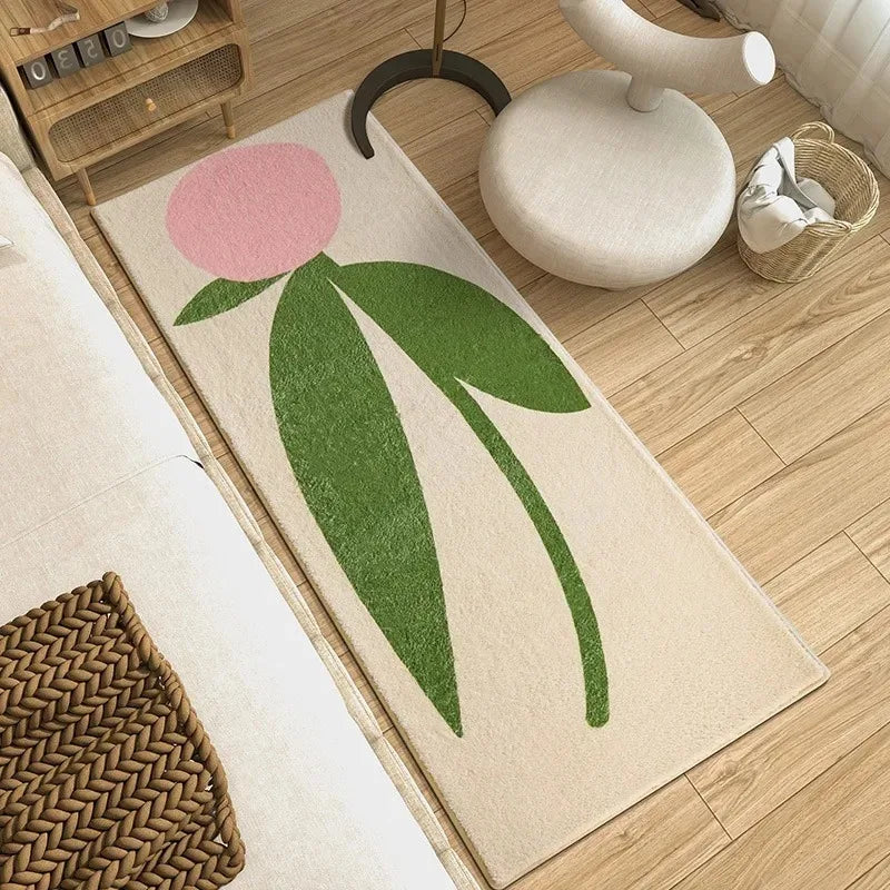 Navak Carpet Flower Bedroom Bedside Carpet Runner Rug Long Carpets Soft Fluffy Floor Mats Flowers Cute Sweet Girl Home Decoration Rugs