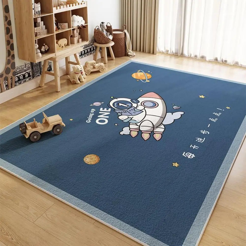 Navak Carpet Exclusive Picks Cartoon Space – Thema Kristall-Samtteppich, rutschfest und weich, Heimdekoration für Kinderzimmer