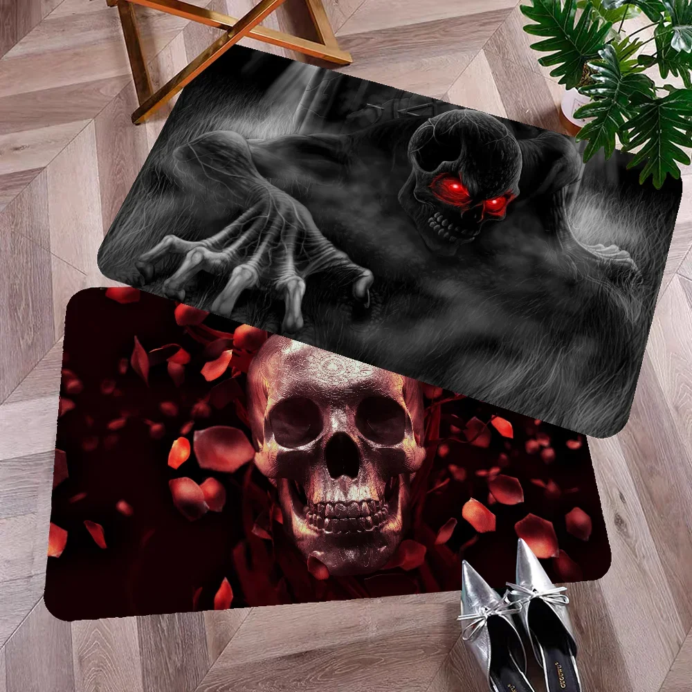 Navak Teppich Dark Horror Skull Anime Bodenteppich Nordischer Stil Home Fußmatte Badezimmer-Toilettenmatten Schlafzimmer Nachttischmatten
