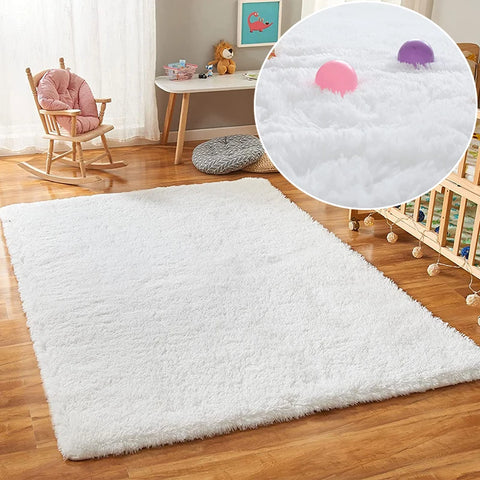 Navak Carpet Superweicher Shaggy-Teppich für Wohnzimmer, Schlafzimmer, flauschiger Plüsch-Teppich für den Innenbereich, pelzige Fußmatten für Kinder, Kinderzimmer, Mädchen, rosa Teppich