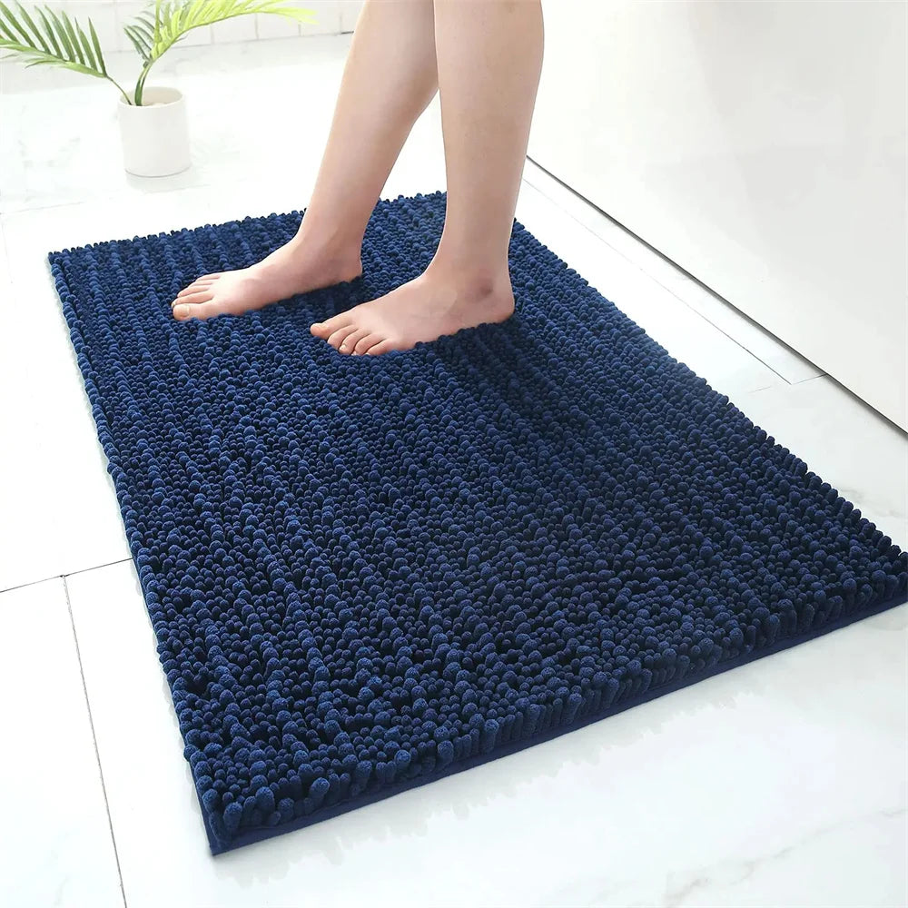 Navak Carpet Olanly Chenille-Badezimmerteppich, extra weich, zottelige Badematte, rutschfeste Badezimmer-Bodenmatte, wasserabsorbierende Plüsch-Mikrofaser-Teppiche für die Dusche