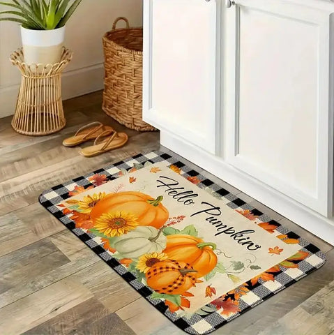 Navak Teppich, Herbstkürbis, Ahornblatt, Büffelkaro, Küchenmatten, Dekor, rutschfest, Flur, Balkon, Teppiche, Badezimmer, Fußmatte, Thanksgiving-Dekor