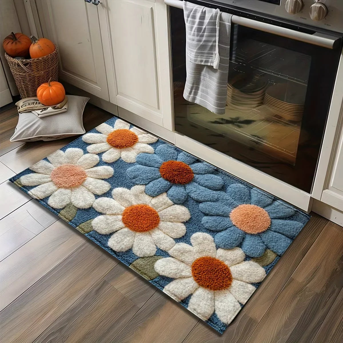Navak Carpet Exclusive Picks Teppich mit Gänseblümchenmuster, Fußmatte, rutschfest, für Waschküche, Schlafzimmer, Bodenmatte, Heimdekoration, Nachttischteppich, Outdoor-Teppich